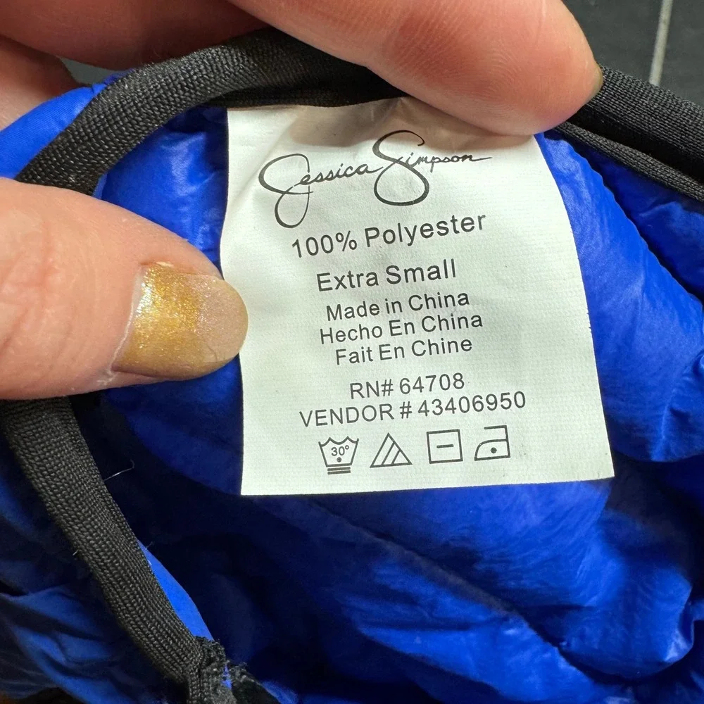 New Jessica Simpson Pets Blue Quilted Puffer Dog Vest Jacket XS 5JSJKT-QLT-BLU